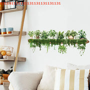 Bedroom Living Room Wall Beautification Green Plant Decor Courtyard Wall Decals Green Dill Leaves Hanging Basket Wall Stickers