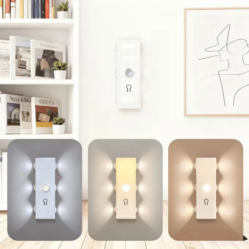 Smart Magnetic LED Wall Lamp with Motion Sensor Night Light 3 Color/Multicolor USB-Powered for Bedroom Living Office Wardrobe