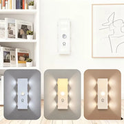Smart Magnetic LED Wall Lamp with Motion Sensor Night Light 3 Color/Multicolor USB-Powered for Bedroom Living Office Wardrobe