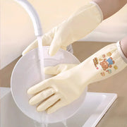 Household Cleaning Gloves 3Pairs Cute Reusable Kitchen Dishwashing Gloves Waterproof Non-Slip Ideal for Dishes Household Chores