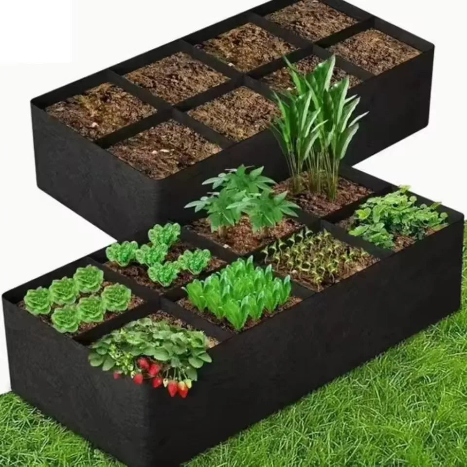 Garden Planting Bag Multi-gird Felt Growing Bag Rectangle Planting Nursery Pot Vegetable Tomato Potato Planting Container Plant
