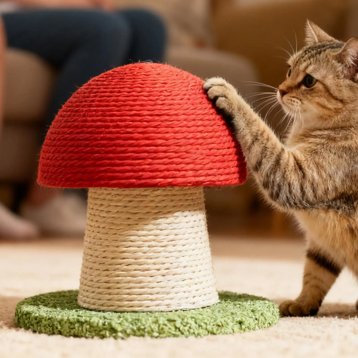 Cat Scratching Post Mushroom-shaped Modern Tower Tall Scratching Post for Cats for Kitten Exercise Mental Stimulation Physical