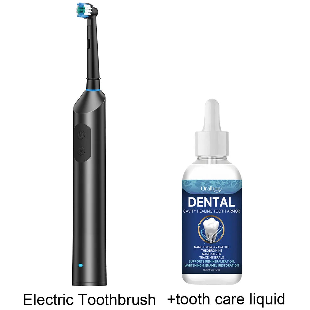 Smart Timer Rotating Electric Toothbrush, 5 Modes Teeth Cleaning Setting , Electric Teethbrush with 4 Teethbrush Round Heads
