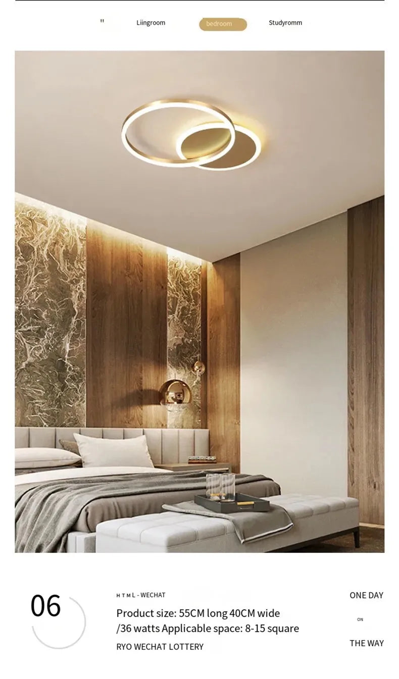 Smart Home Modern Round Design LED Ceiling Chandelier For Living Room Restaurant Bedroom Circle Rings Lighting Fixture Luminaire