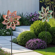 Garden Stake Metal Wind Spinners Creative Durable Gardening Plug Rotating Double Windmill Sculpture Backyard Patio