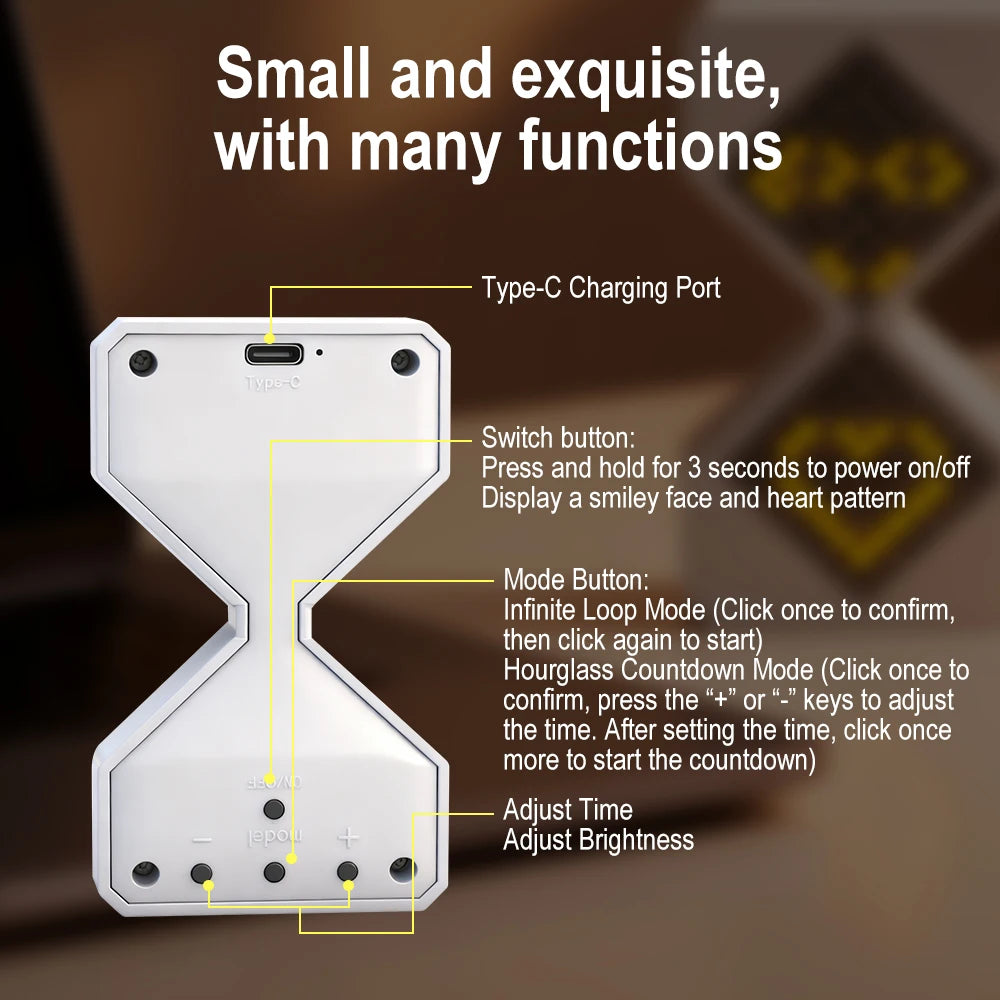 Electronic Gravity LED Sensing Hourglass Timer Home Desktop Decompression Ornament DIY Digital Small Sand Timer For Office Decor