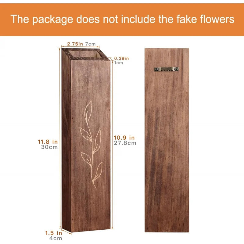 Indoor Living Room Bedroom Decoration Wooden Wall Flower Pot4Packaged Bohemian Style Farmhouse Pocket Vase Dried Flowers Artific