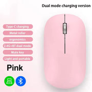 Wireless Mouse Bluetooth Silent 2.4G Dual-mode Type-C Charging Ergonomic Morandi Portable Laptop Office Gaming Mouse
