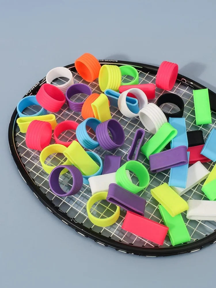 Tennis Game Accessories- 4Pcs Silicone Racket Grip Rings, Sweat-absorbency, Improved Handle Grip Strength