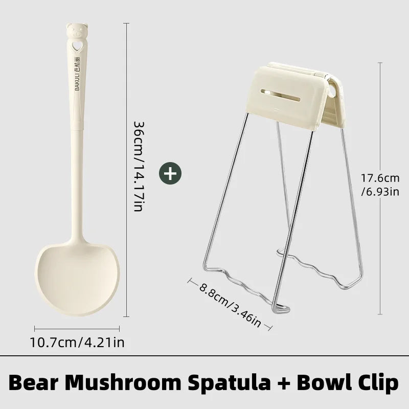 Kitchen Essentials Heat-resistantSilicone Mushroom Spatula, Soup Spoon, Bowl Catcher, Grill Clip, Kitchen Tools, Hook storage