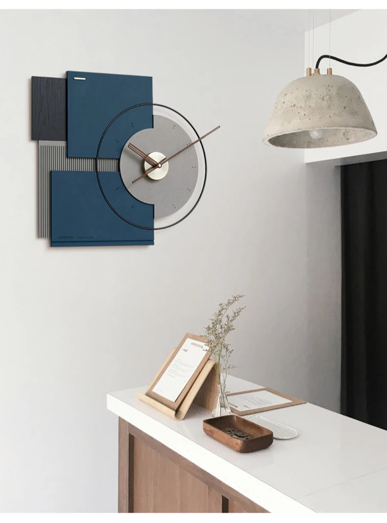 Large Living Room Wall Clock Silent Art Watches Luxury Mural Clocks Walnut Pointer Room Decor Ornaments Modern Wall Decoration