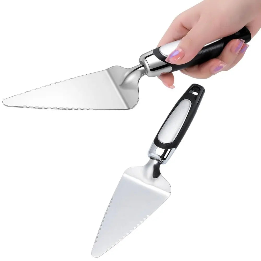 Kitchen Gadget Stainless Steel Triangular Cake Spatula Plastic Handle Mirror Finish Pizza Peel Household Cheese Shovel Bakery