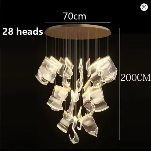 2025 New Smart LED Chandelier APP Control Modern Stair Light Living Room Luxury Ceiling Lamp Dimmable for Bedroom Decoration