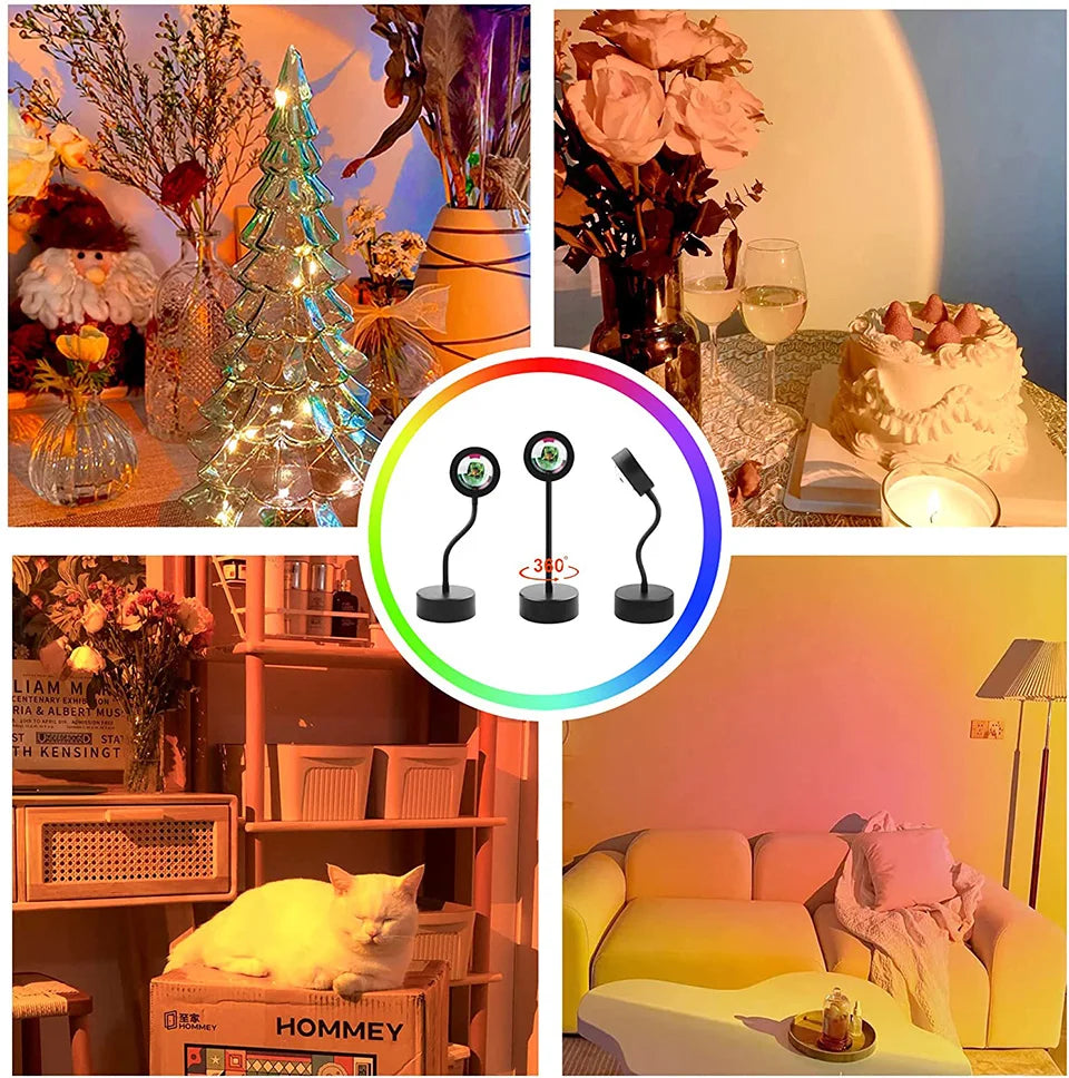 Smart Remote App Led Sunset Lamp Hot Night Light Mood Projector For Home Room Decor Wall Decoration Background For Photographic