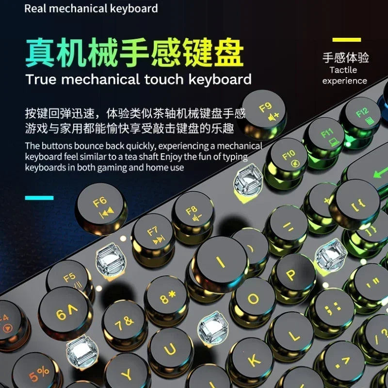 Eweadn GX330 Wired Keyboard Mouse Set Retro Punk ABS Keycaps Gaming Keyboard Mouse Headphones family Office PC Gamer Laptop Gift