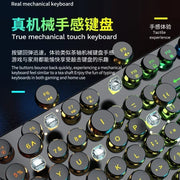 Eweadn GX330 Wired Keyboard Mouse Set Retro Punk ABS Keycaps Gaming Keyboard Mouse Headphones family Office PC Gamer Laptop Gift