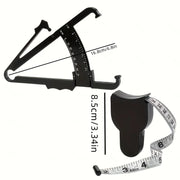 Body fat caliper and Waist Measurement Tape set - handheld fat caliper and tape combination, portable fitness measuring tool