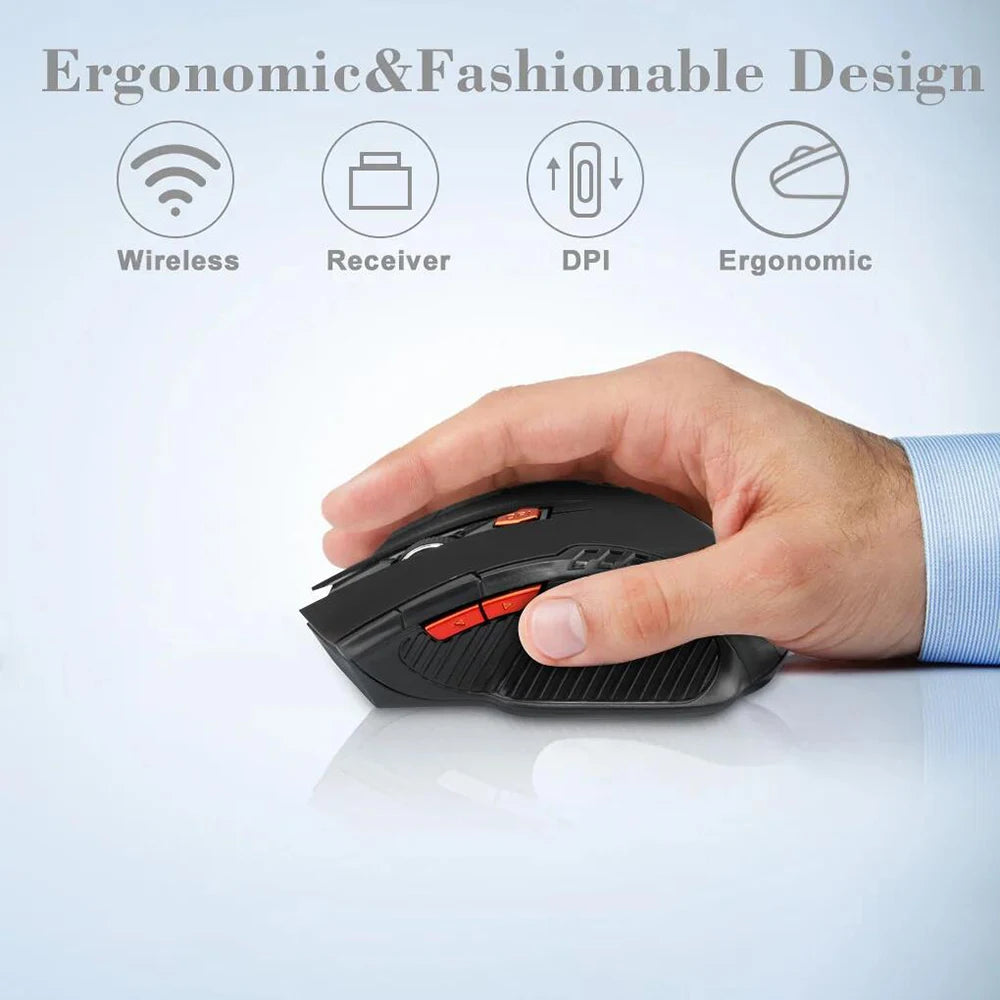 2.4G Wireless Mouse with USB Receiver Ergonomic Optical Mouse Universal Compatibility Computer Gaming Mouse Gift for PC Laptop