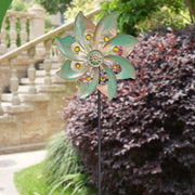 Garden Stake Metal Wind Spinners Creative Durable Gardening Plug Rotating Double Windmill Sculpture Backyard Patio