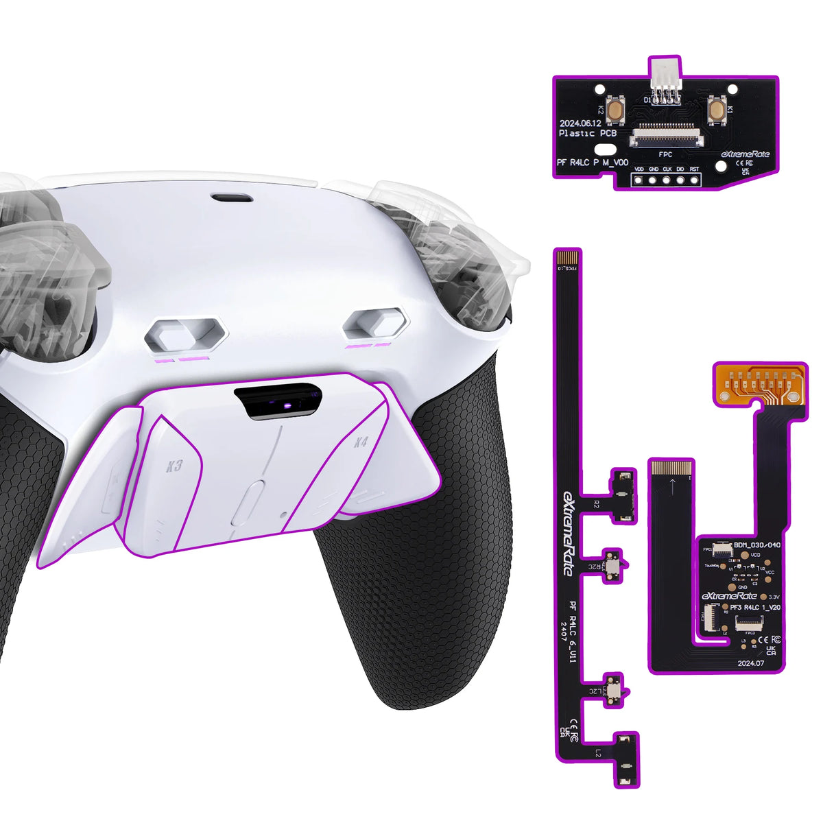 eXtremeRate RISE4 Plus MAX Remappable Back Button Kit w/Clicky Trigger Stop & Rubberized Grip for ps5 Controller BDM-030 040 050