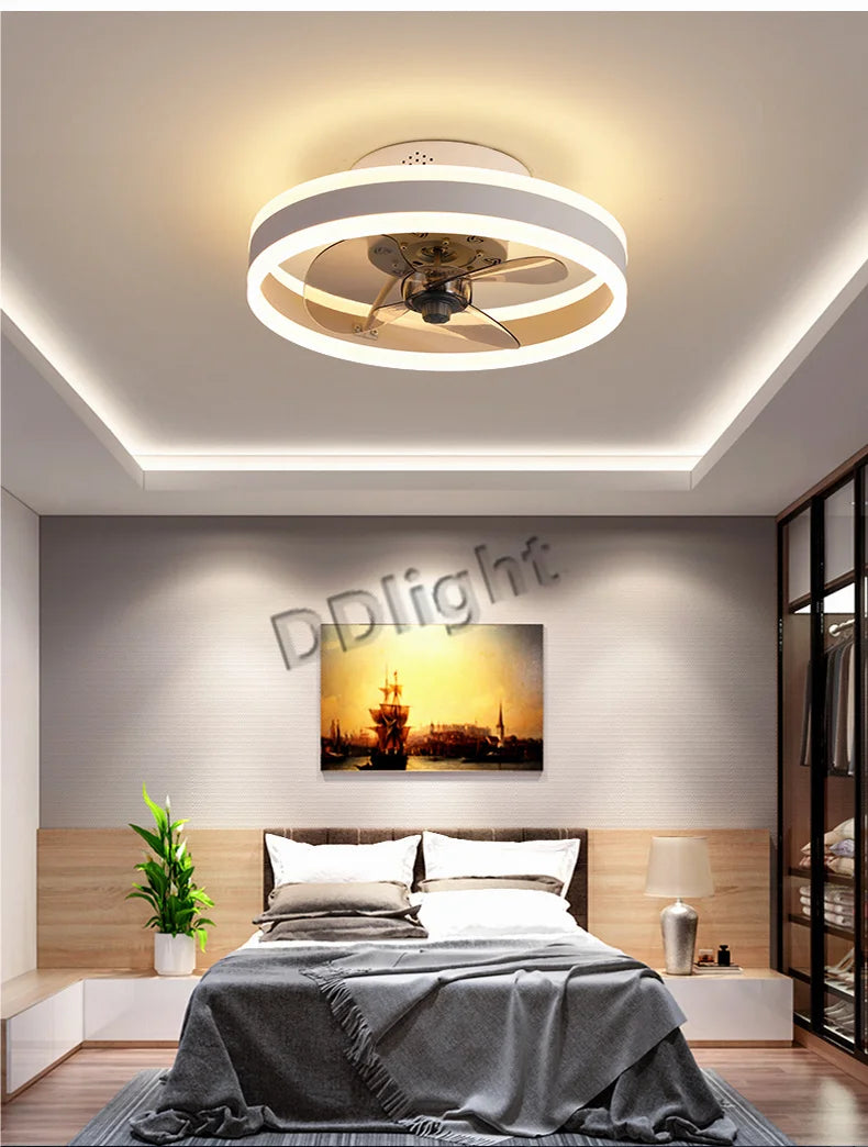 Modern New Smart LED Ceiling Fan Lights Remote Control Dimmable Bedroom Decor Ventilador Lamp Living Dining Room Indoor Lighting