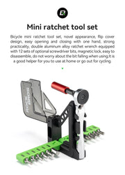 ROCKBROS Mini Ratchet Tool Set Ratchet Wrench Hand Tools Bicycle Mechanical Tools Aluminum Alloy Quick Release Ratchet Wrench