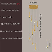 Villa Living Room Hanging Lamp Designer Loft Apartment Hotel Lobby Duplex Chandelier Modern Creative Golden Crystal Chandelier