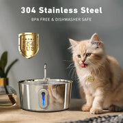 Cat Water Fountain, 4.0L Automatic Pet Fountain Stainless Steel Large Dog Water Dispenser with Quiet Pump for Cat Dog Inside