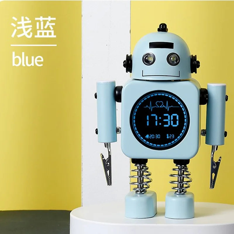 2025 Robot Smart Alarm Clock Led Wake-up Light Luminous Snooze Living Room Bedroom Desk Clock Children's Gifts Home Decoration