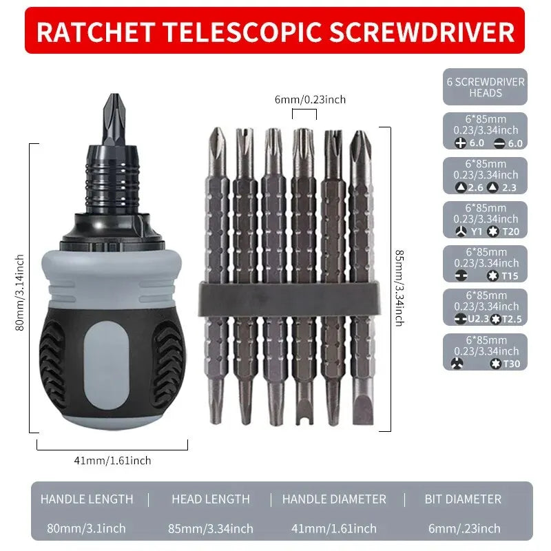 Premium Ergonomic Ratchet Screwdriver Set - Double-Headed, Labor-Saving, Comfort Grip for Max Efficiency & Durability