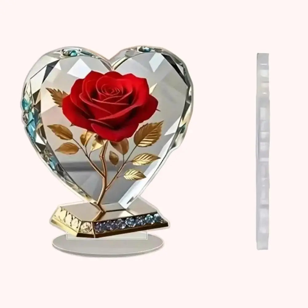 Acrylic Red Roses Decorations for Home Office Desk Enhance Visual Effects New Holiday Gift Ideas Artificial Blooming Plant Decor