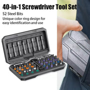 Household screwdriver set, 40-in-1 multi-functional high-hardness tool set, no electricity required, with detachable T-handle.