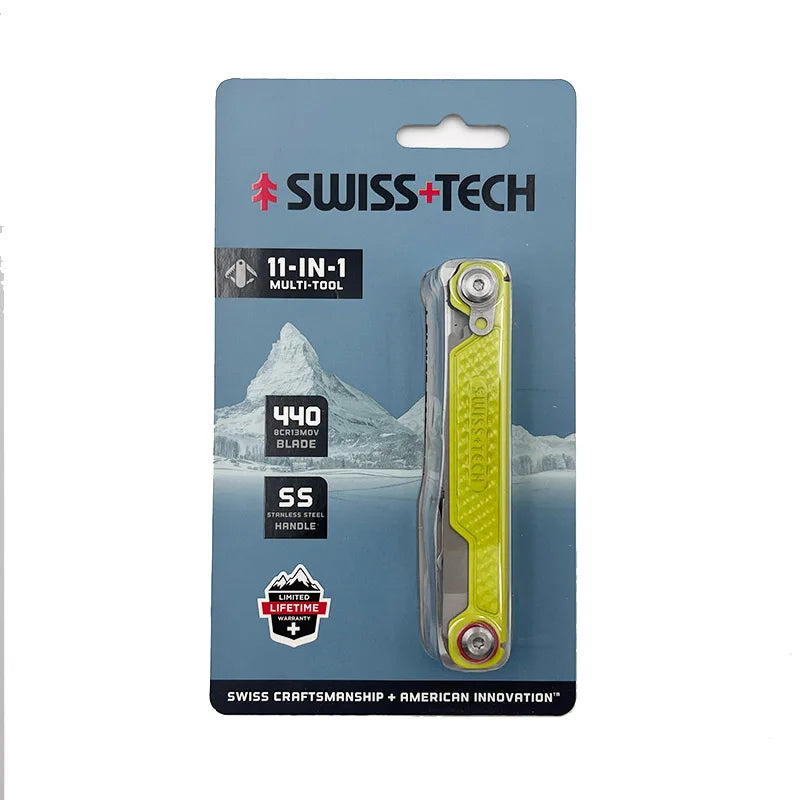 SWISS TECH 11 in 1 Mini Multitool Multi-function Tools with Scissors Screwdriver EDC Outdoor Survival Hand Tool