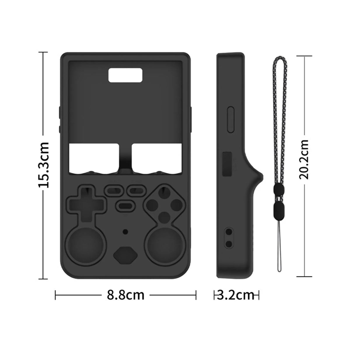 Games Console Soft Cover for R36 Ultra Gaming Accessories Against Scratch and Drop-Black Silicone Protective Case with Lanyard