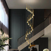 Villa Living Room Hanging Lamp Designer Loft Apartment Hotel Lobby Duplex Chandelier Modern Creative Golden Crystal Chandelier