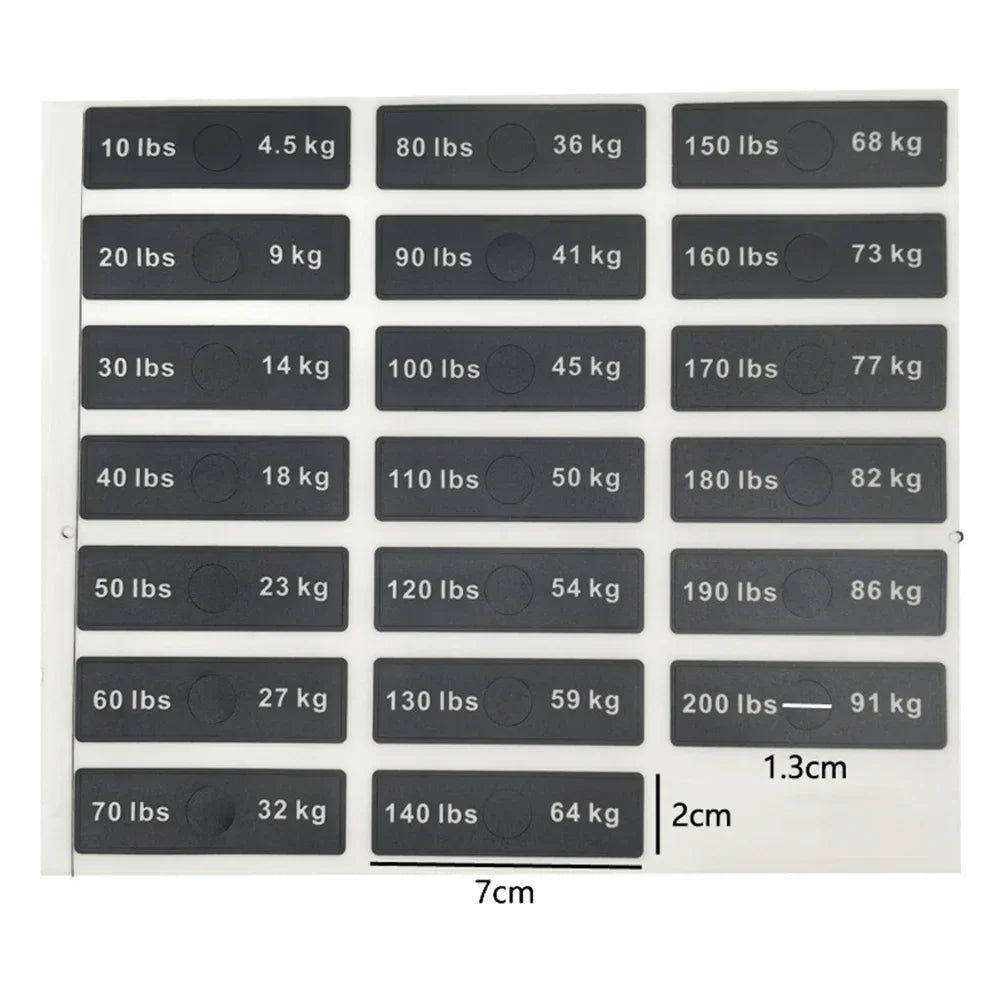 1pc Fitness Equipment Weight Stickers 4.5/7-91/120kg 5-103kg 5-162.5kg Weight Stack Labels Sticker Gym Counterweight Block Parts