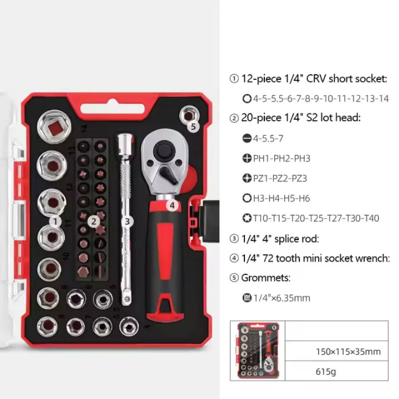 35pcs Screwdriver Set of Screw Driver Bit Set Multi-function Repair Tool Ratchet Screwdriver Bit & Socket Set