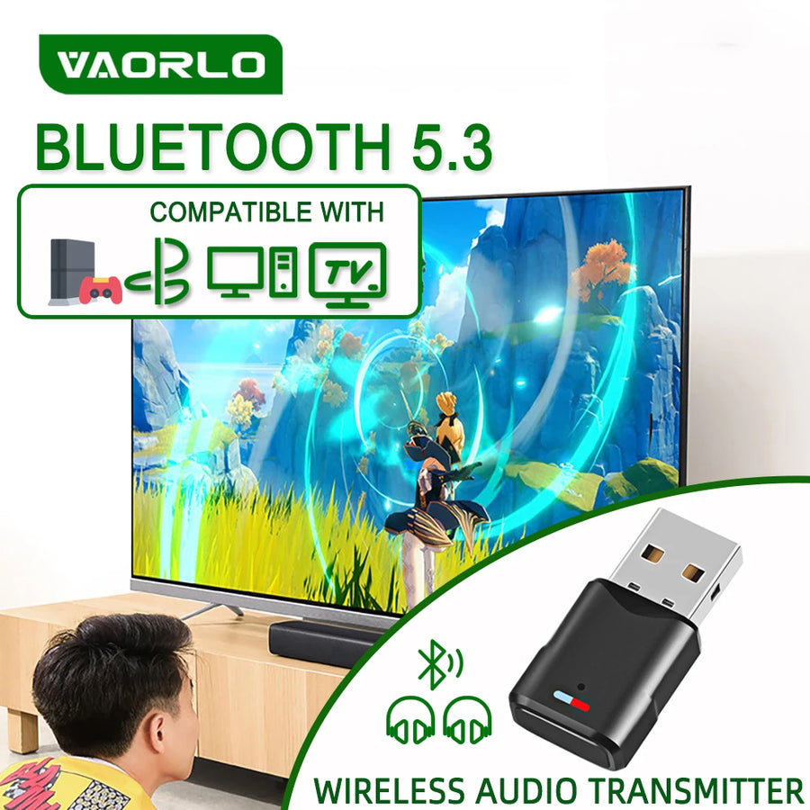 for PS5 PS4 TV Computer Bluetooth Headset Wireless Audio Transmitter Bluetooth 5.3 Audio Adapter Driver-free/Plug and Play