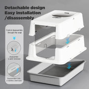 Fully Enclosed Large Flip-Top Cat Litter Box High-Sided Covered Design, Splash-Proof and Litter-Tracking Preventive Cat Toilet