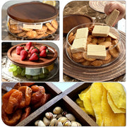 Glass Food Storage Container with Wooden Lid Multi Compartment Snack Fruit Organizer Kitchen Living Room Desktop Serving Tray