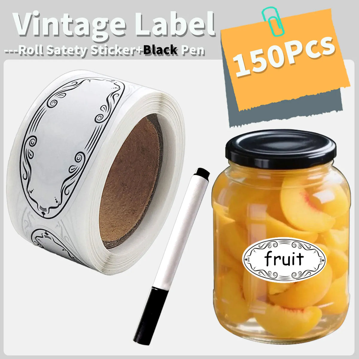 150Pcs/Roll Beverages Fruits Vegetables Fridge&Freezer Storage Organizer Stickers Food Safe Date Catalog 1*2.25inch for Kitchen