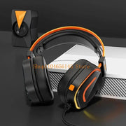 V10 Over Ear USB Corded Gaming Headphones Headsets with Comfortable Protein Leather Ear Cushions Sweatproof Noise Reduce