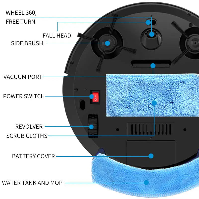 Smart Vacuum Cleaner Robot Household Automatic App Control 2800PA Suction Quiet Wet Dry Floor Sweep Mopping Cleaning Machine