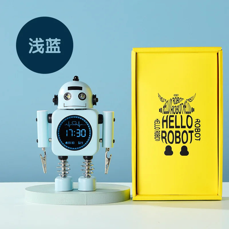 2025 Robot Smart Alarm Clock Led Wake-up Light Luminous Snooze Living Room Bedroom Desk Clock Children's Gifts Home Decoration