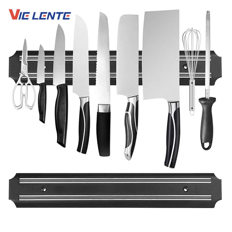 Kitchen Wall Mounted Magnetic Knife Holder Hardware Tools Absorbent Simple Multifunctional Shelf Plastic Stripe Kitchen Tools