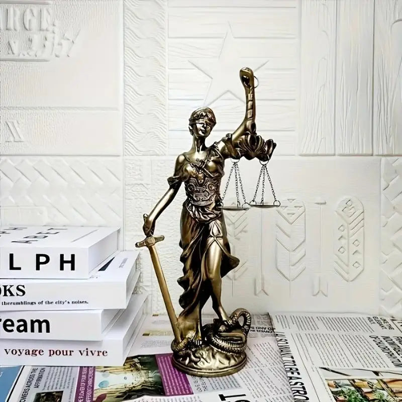 NEW 1Pcs Living Room Office Desk Decoration European Style Creative Retro Home Imitation Copper Goddess Of Justice Ornament