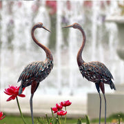 Garden crane statue outdoors, standing heron garden statue, metal tall bird art garden sculpture for patio lawn patio ornaments