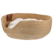Cat Bed in Basket Woven Badket Sleeping Nest for Cats Weave with Cushion Type Pet