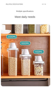 Food Storage Containers  with Measuring Cup Moisture-proof Powder Cereal Storage Tank Detergent Plastic Airtight Kitchen Items