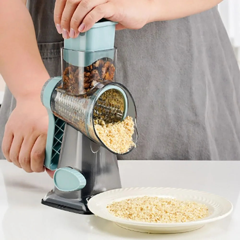 Kitchen Gadget 3 in 1 Hand-Crank Vegetable Slicer Labor-saving Plastic Rotary Cheese Grater Manual Vegetable Shredder Carrots